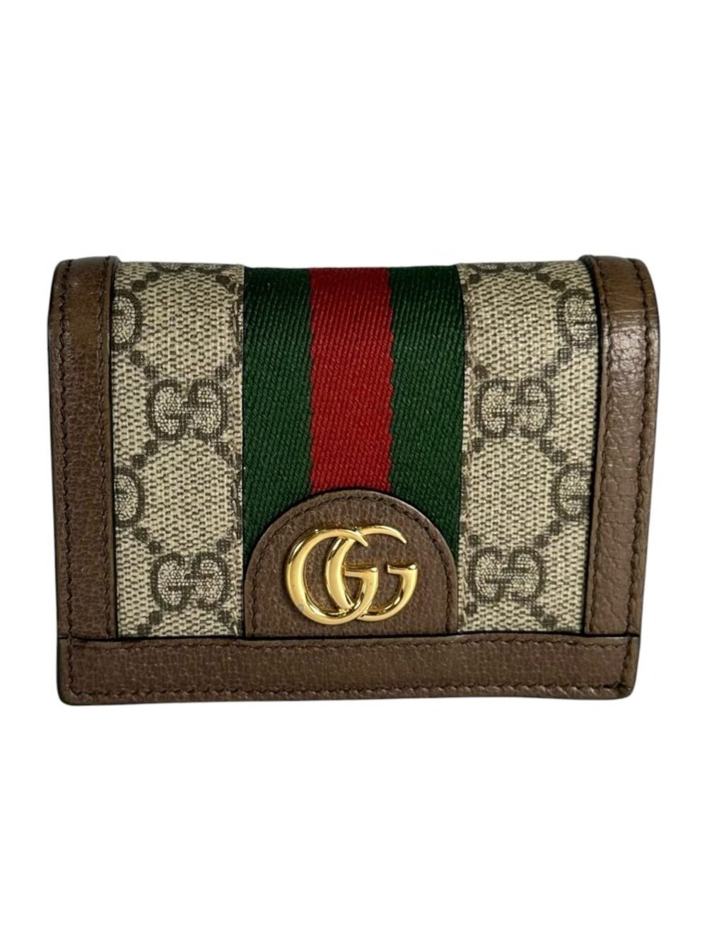 Gucci Ophidia GG Supreme Bifold Wallet Leather Brown Gold